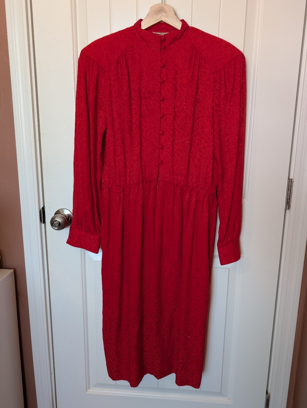 Vintage Liz Claiborne Silk Long Sleeve Dress W4 Red